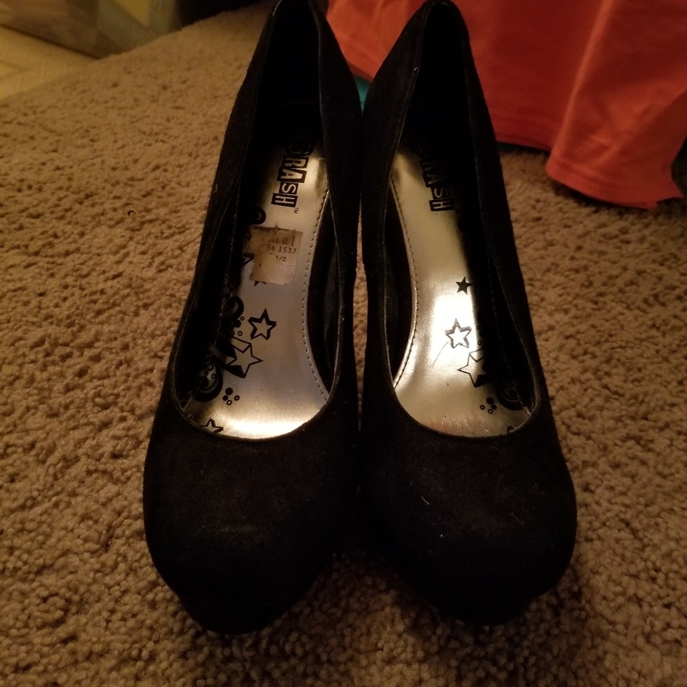Black 5" platform high heels